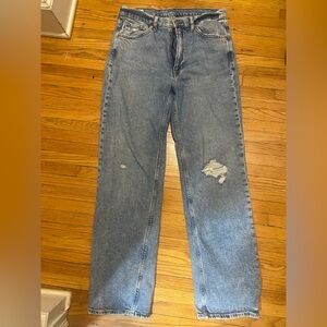 GAP Blue Distressed Jeans, High Rise, Loose, Size 4 R